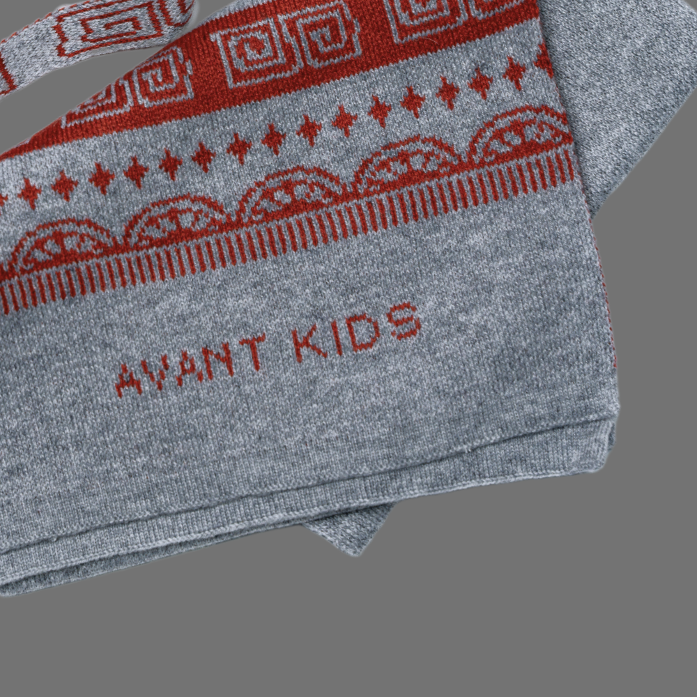 Aztec pattern wool blend hat for kids - flat lay | Avant Cashmere