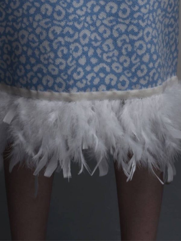 Leopard pattern wool blend skirt for women - back view | Avant Cashmere