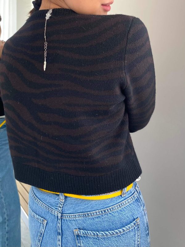 Jacquard wool blend cardigan for women - detail view | Avant Cashmere