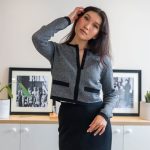 Jacquard wool blend jacket for women - front view | Avant Cashmere