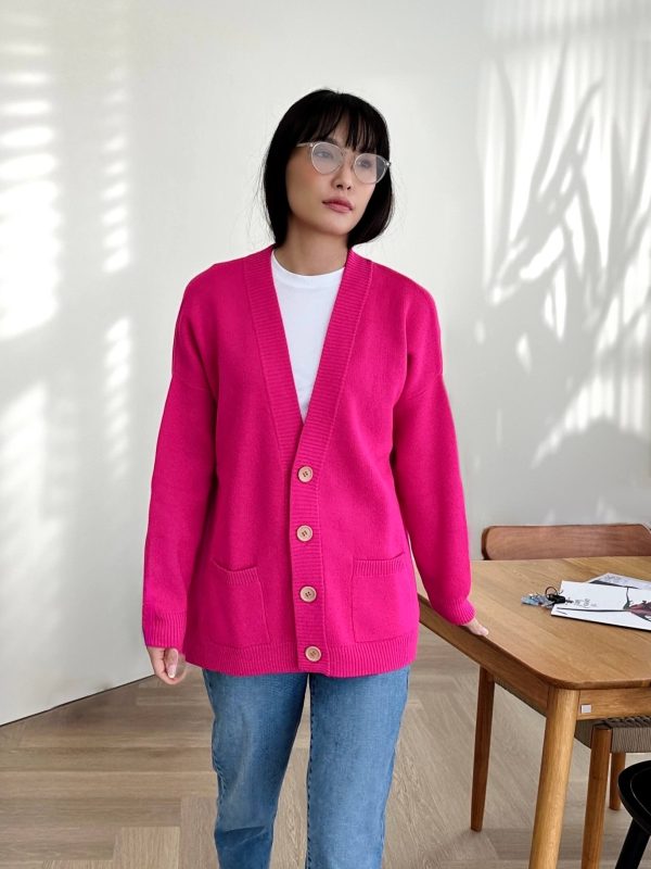 Jacquard wool blend cardigan for women - styled look | Avant Cashmere