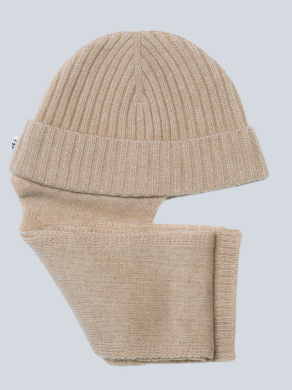 Striped 100% Mongolian cashmere hat for women - side view | Avant Cashmere