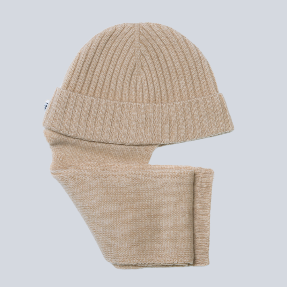 Striped 100% Mongolian cashmere hat for women - side view | Avant Cashmere