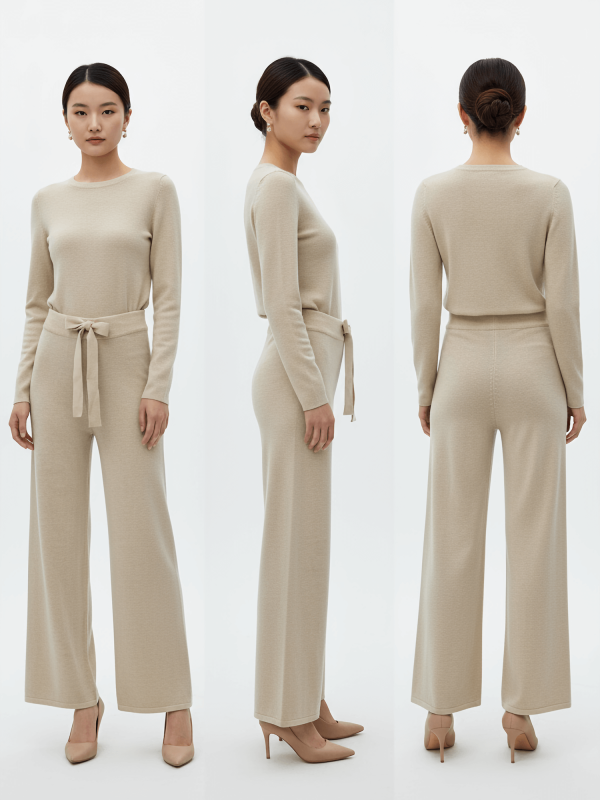 Wool blend trousers for women - back view | Avant Cashmere