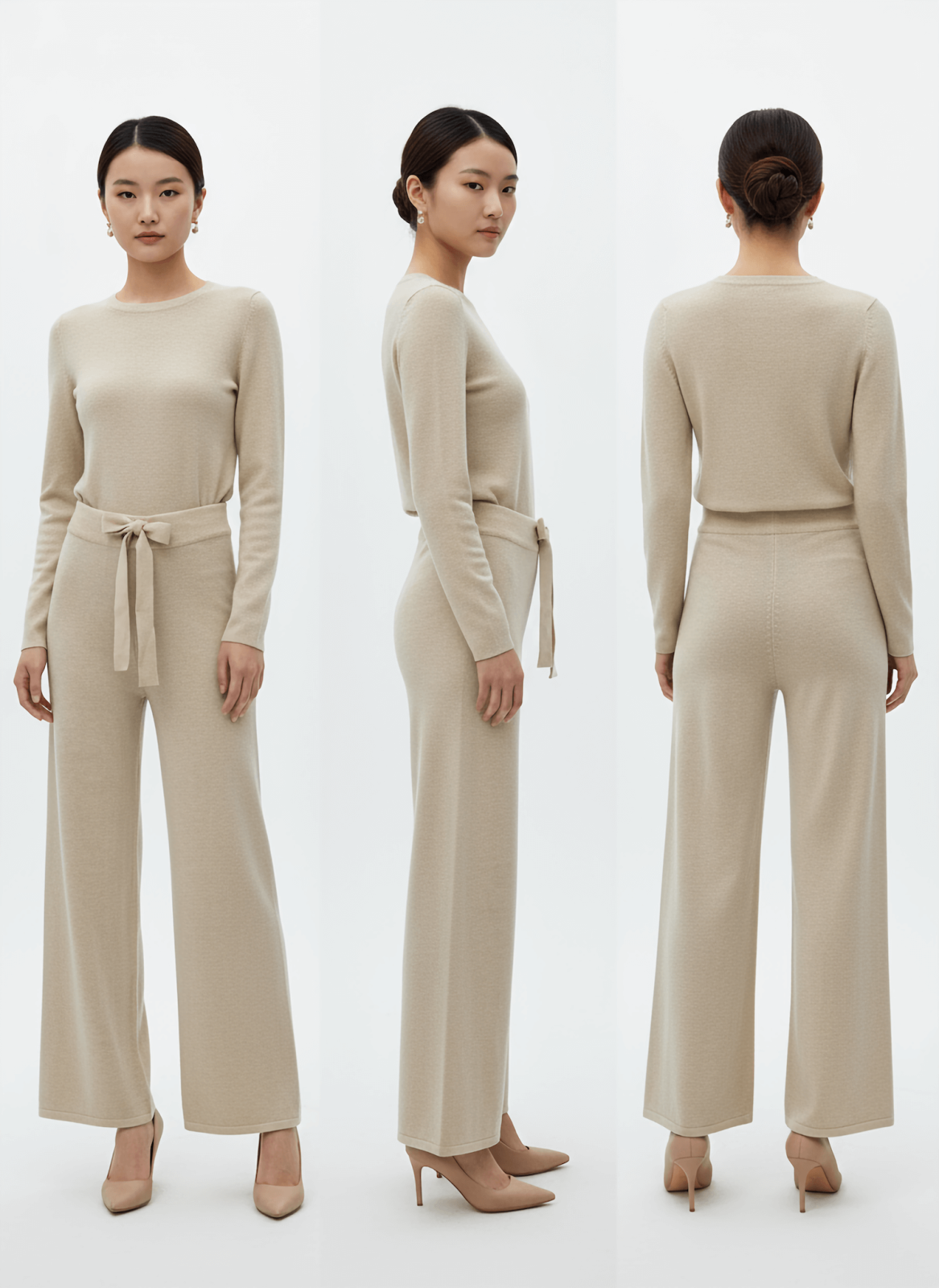 hirami-wide-trousers-back-avant-cashmere Wool blend trousers for women - back view | Avant Cashmere