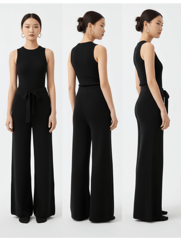Striped wool blend trousers for women - detail view | Avant Cashmere
