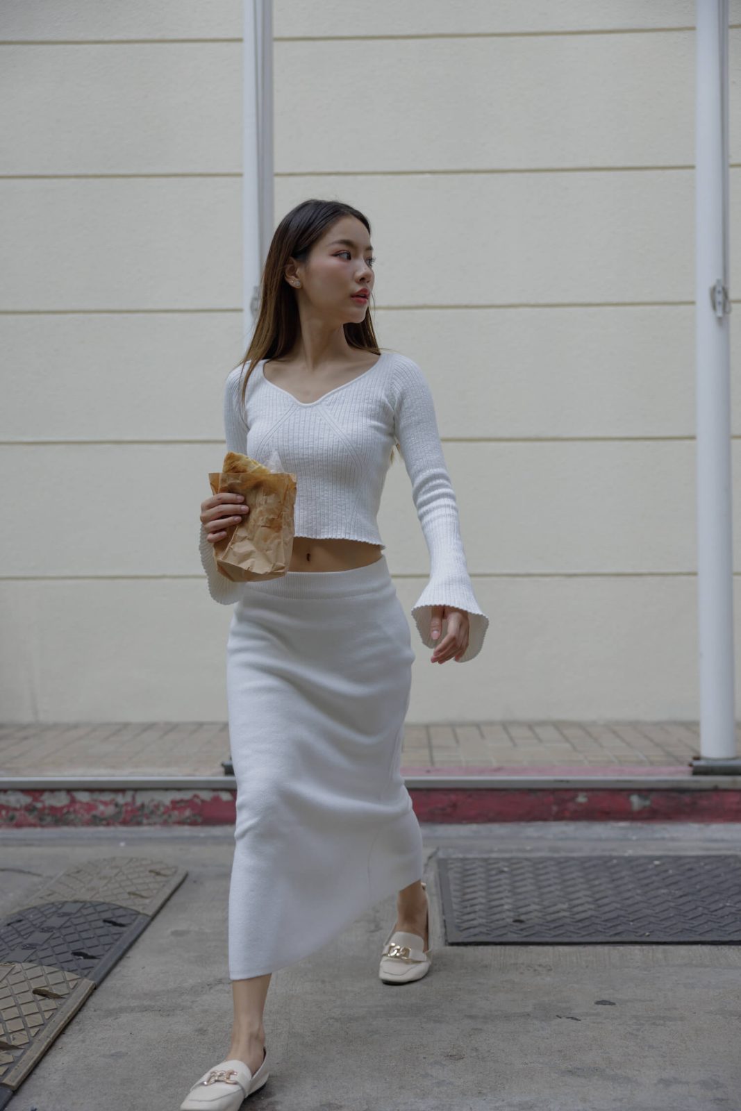 Jacquard wool blend skirt for women - close-up texture | Avant Cashmere