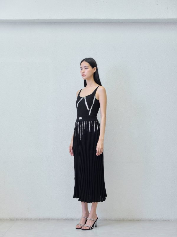 Flared skirt / foil / - back view | Avant Cashmere