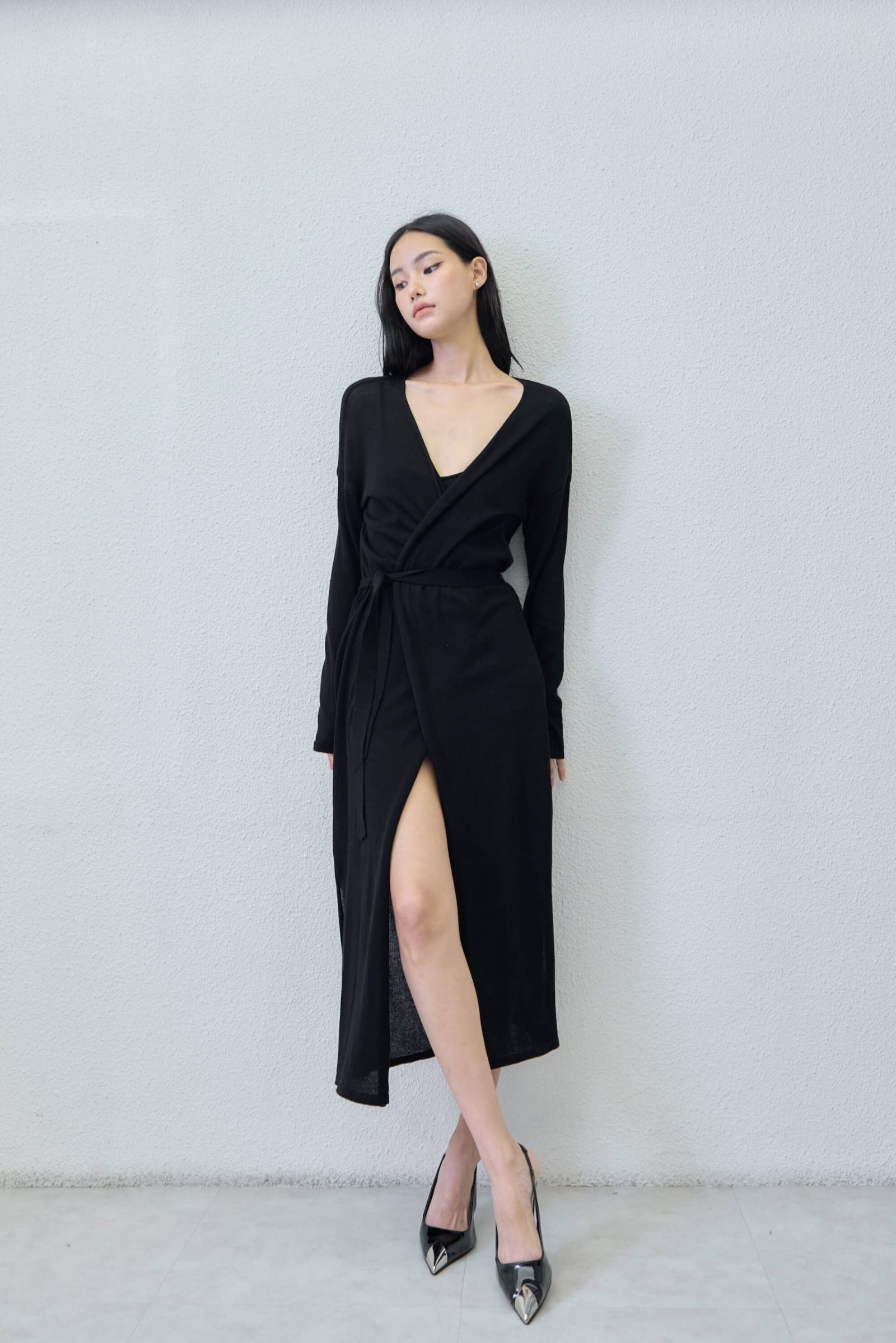Long cardigan - side view | Avant Cashmere