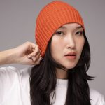 Striped wool blend hat for women - front view | Avant Cashmere