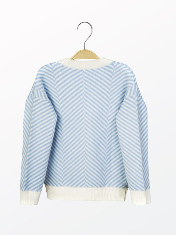 Leopard pattern wool blend cardigan for kids - back view | Avant Cashmere