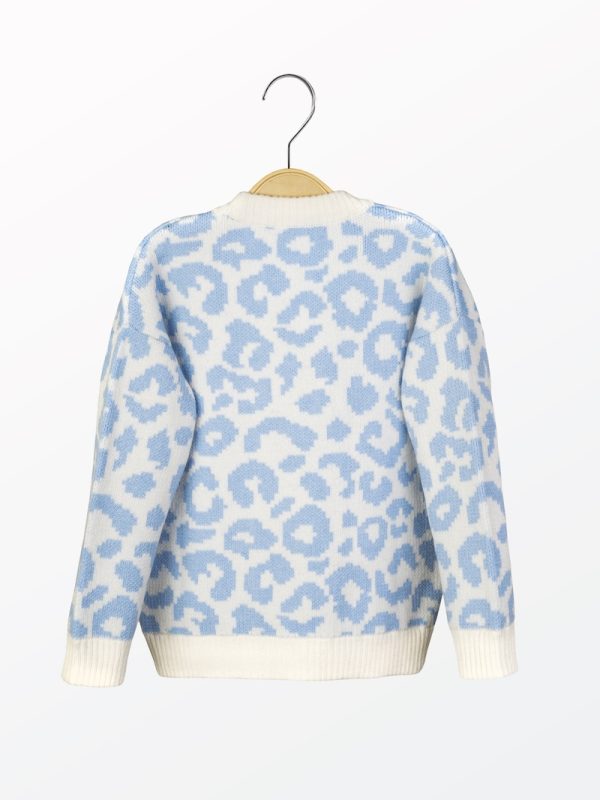 Leopard pattern wool blend cardigan for kids - styled look | Avant Cashmere