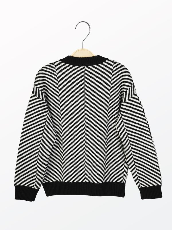 Leopard pattern wool blend cardigan for kids - side view | Avant Cashmere