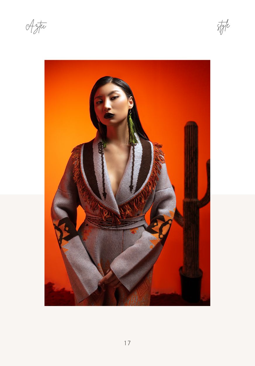 Aztec pattern wool blend jacket for women | Avant Cashmere