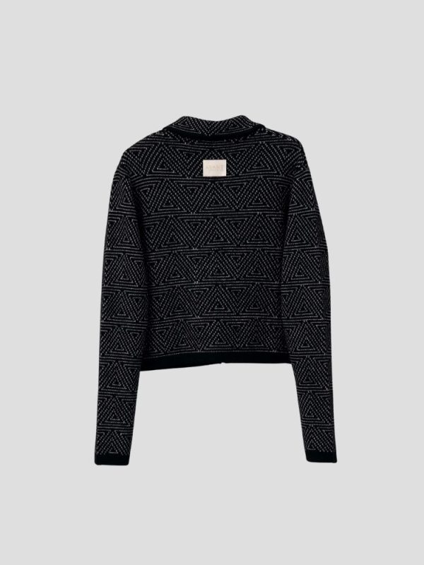 Geometric pattern wool blend cardigan for women - detail view | Avant Cashmere