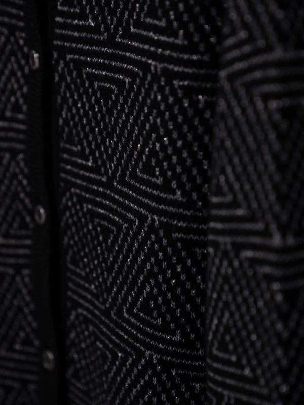 Geometric pattern wool blend cardigan for women - close-up texture | Avant Cashmere