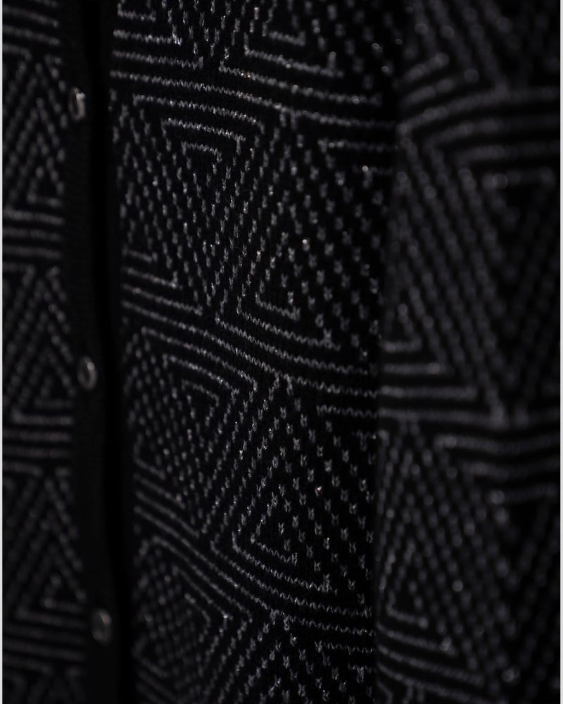 Geometric pattern wool blend cardigan for women - close-up texture | Avant Cashmere