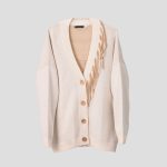 Aztec pattern wool blend cardigan for women - back view | Avant Cashmere