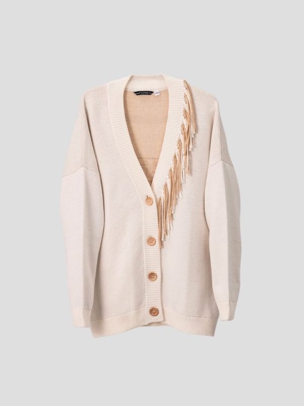 Aztec pattern wool blend cardigan for women - back view | Avant Cashmere
