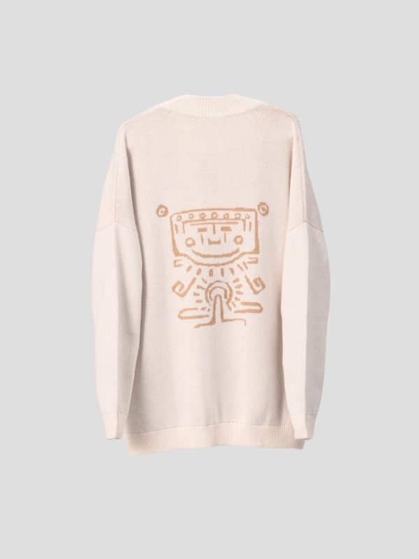 Aztec pattern wool blend cardigan for women - detail view | Avant Cashmere