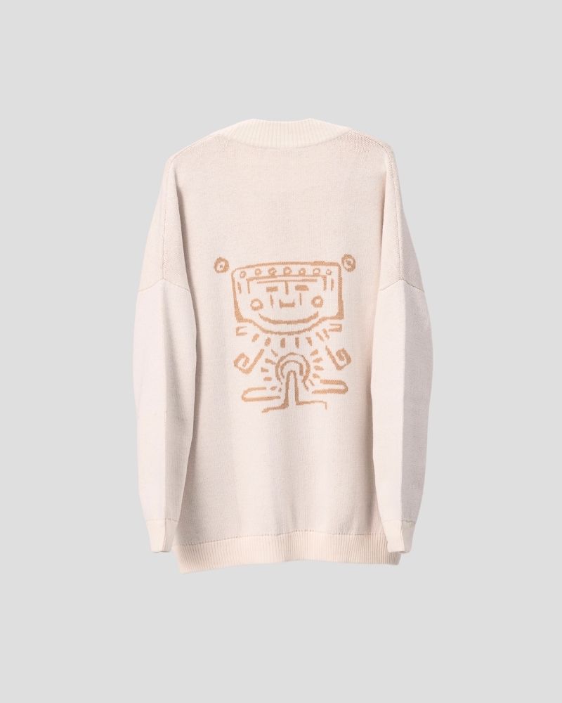 Aztec pattern wool blend cardigan for women - detail view | Avant Cashmere