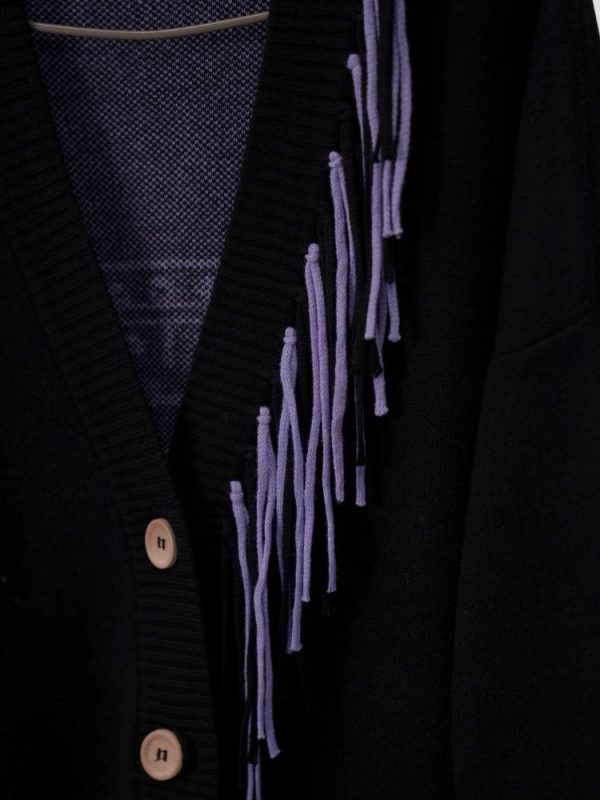 Aztec pattern wool blend cardigan for women - styled look | Avant Cashmere