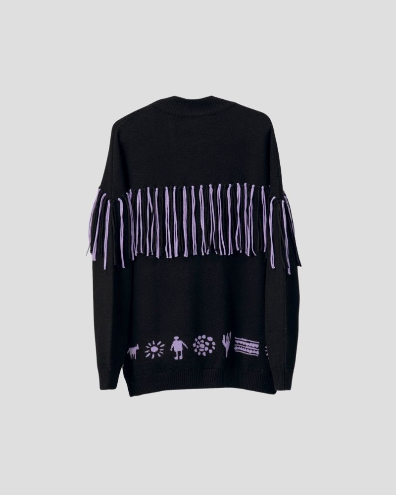 Aztec pattern wool blend for women - detail view | Avant Cashmere