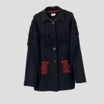 Aztec pattern wool blend jacket for women - back view | Avant Cashmere
