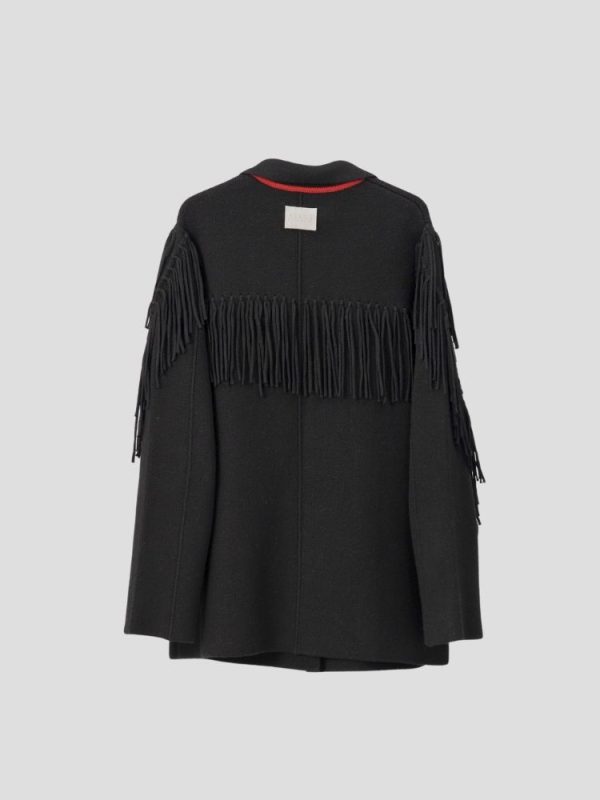 Aztec pattern wool blend jacket for women - detail view | Avant Cashmere
