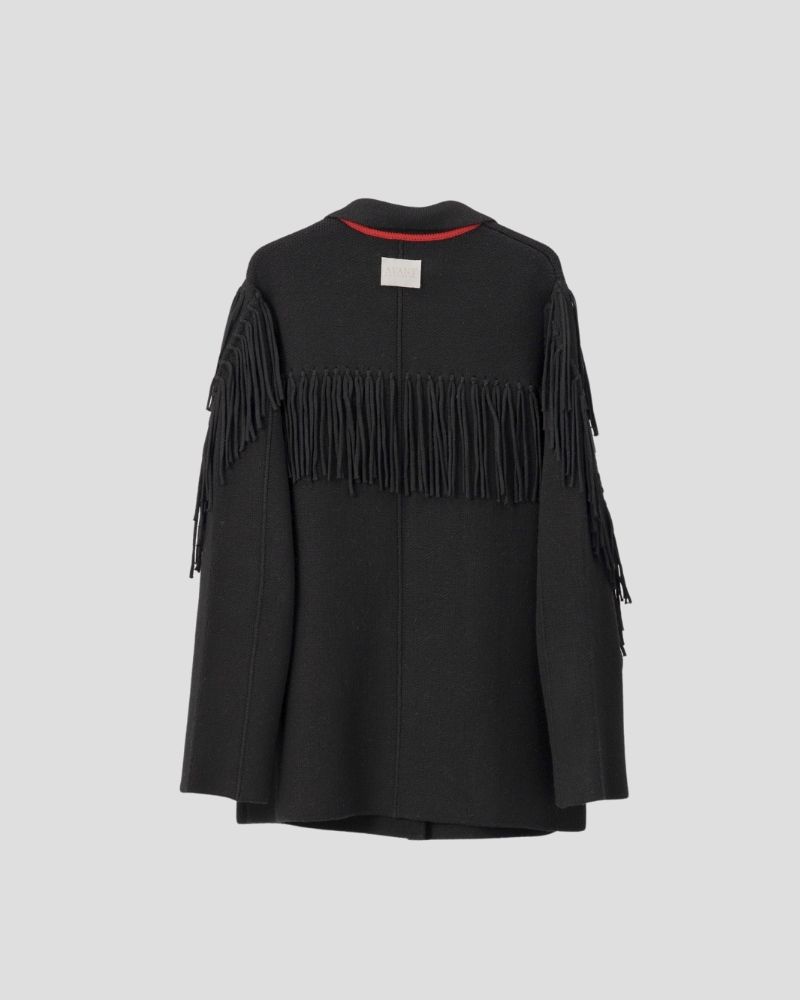 Aztec pattern wool blend jacket for women - detail view | Avant Cashmere