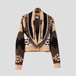Aztec pattern wool blend cardigan for women - back view | Avant Cashmere
