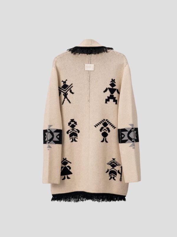 Aztec pattern wool blend jacket for women - detail view | Avant Cashmere