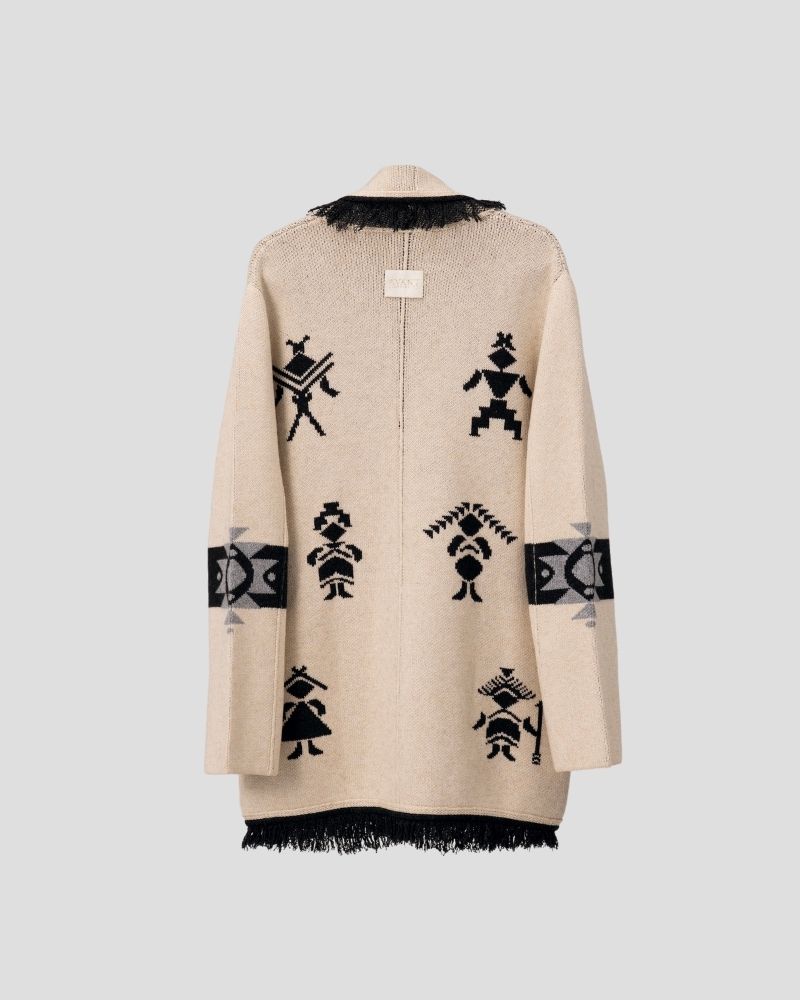 Aztec pattern wool blend jacket for women - detail view | Avant Cashmere