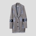 Aztec pattern wool blend jacket for women - close-up texture | Avant Cashmere