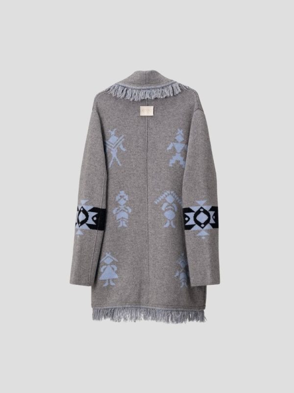 Aztec pattern wool blend jacket for women - side view | Avant Cashmere