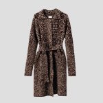 Leopard pattern wool blend cardigan for women - side view | Avant Cashmere