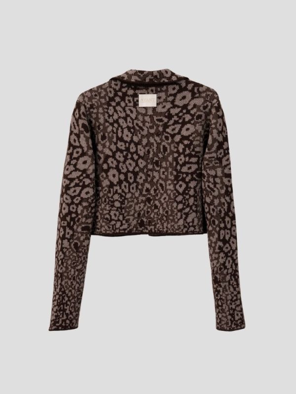 Leopard pattern wool blend cardigan for women - detail view | Avant Cashmere