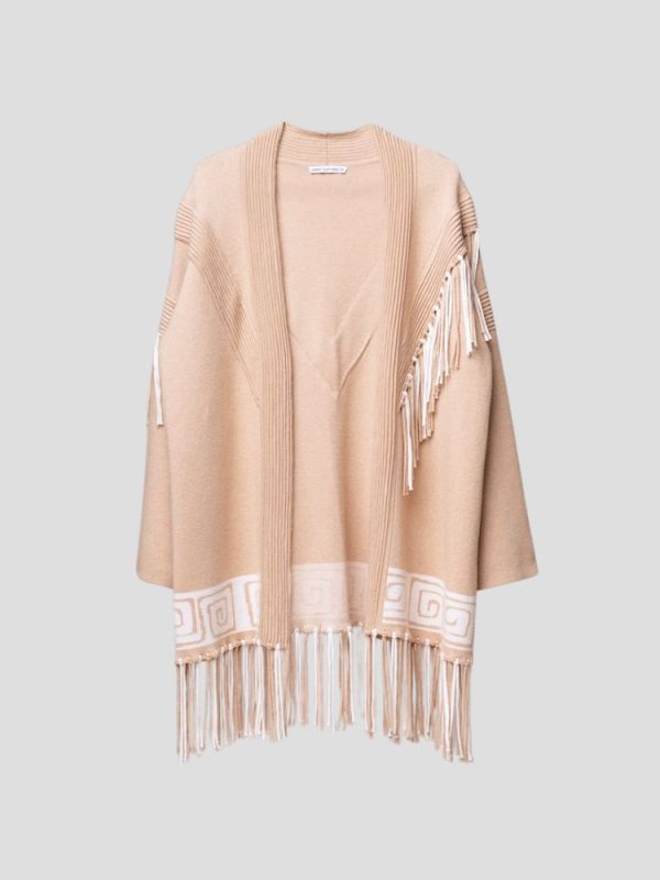 Aztec pattern wool blend cardigan for women - back view | Avant Cashmere