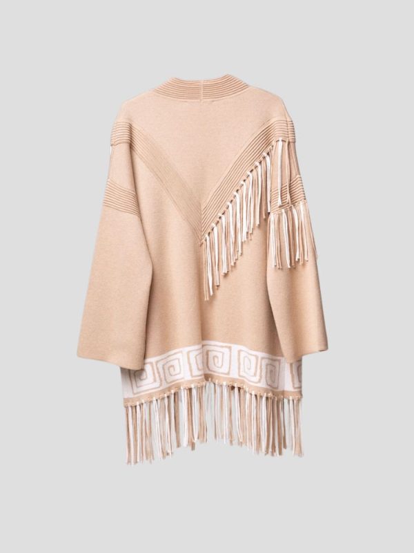 Aztec pattern wool blend cardigan for women - detail view | Avant Cashmere
