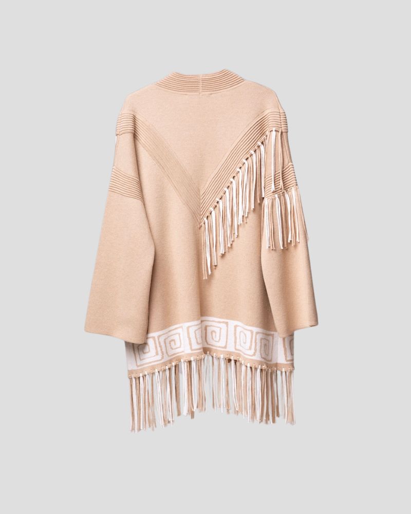 Aztec pattern wool blend cardigan for women - detail view | Avant Cashmere