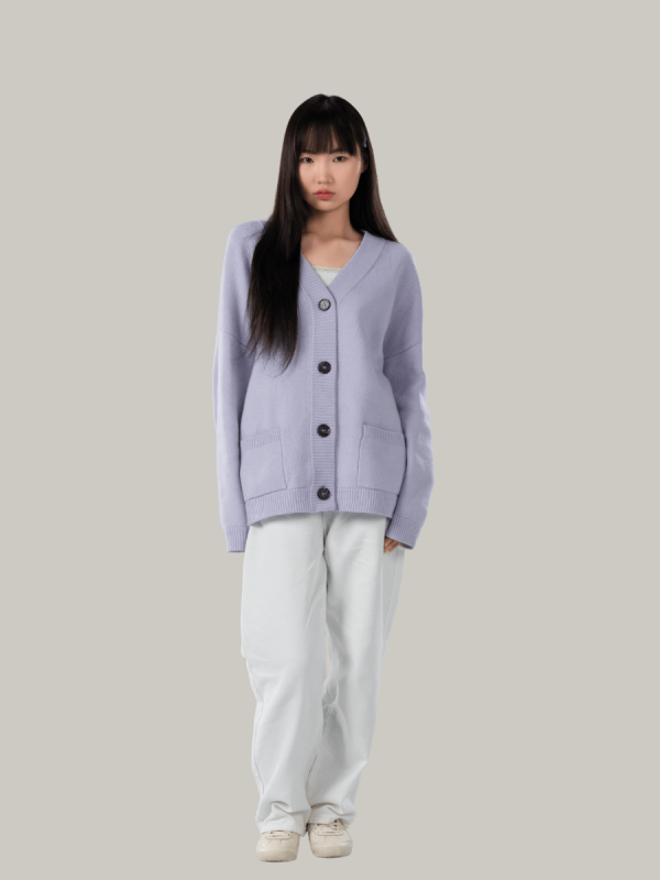 Jacquard wool blend cardigan for women - back view | Avant Cashmere