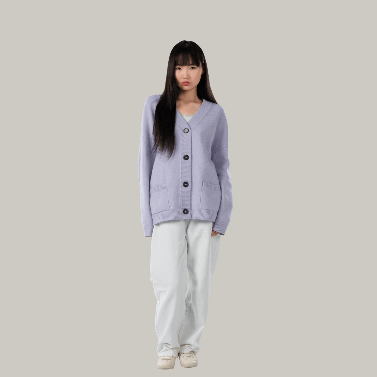 Jacquard wool blend cardigan for women - back view | Avant Cashmere