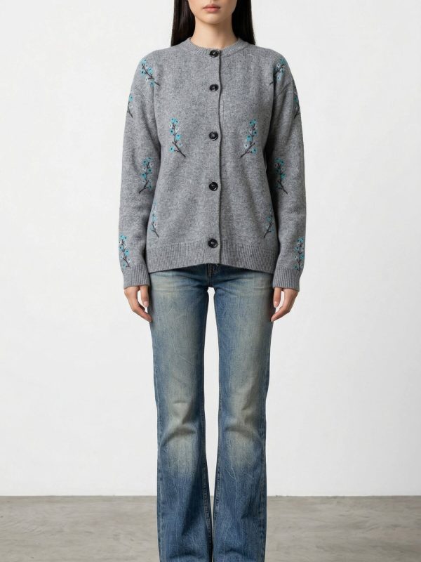Blueberry Jacquard Wool Cardigan / Жимсгэнэ жакард кардиган